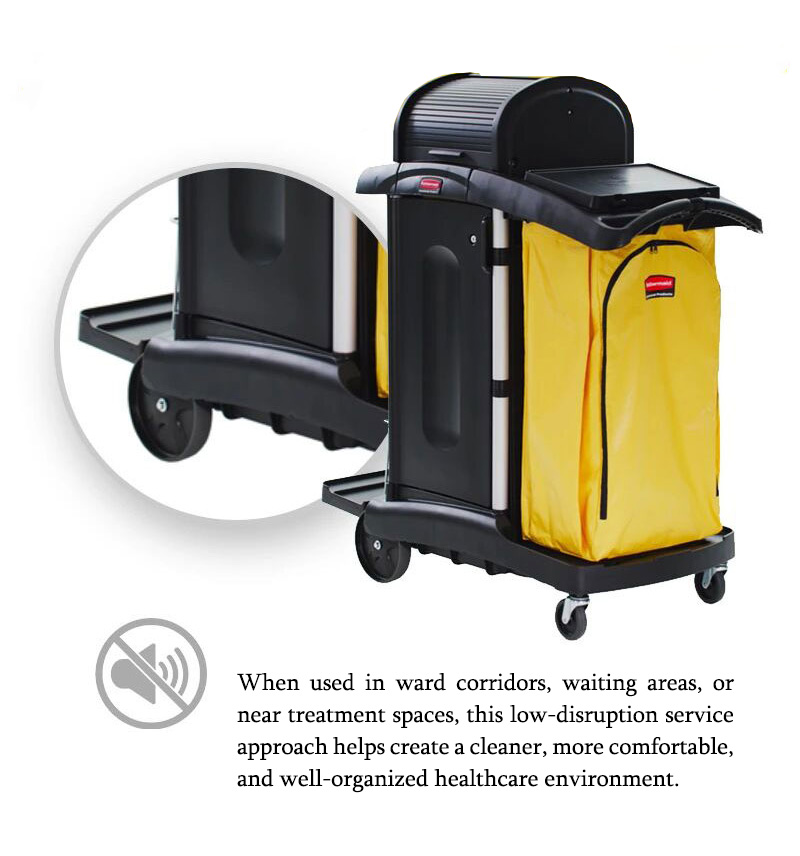 Rubbermaid Commercial healthcare cleaning cart with quiet casters