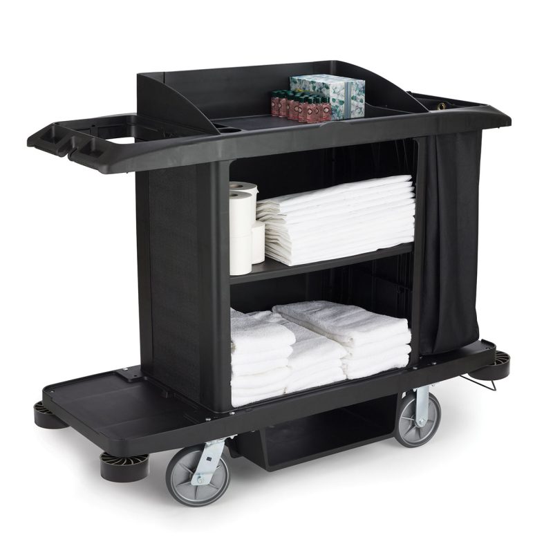 Rubbermaid Executive Traditional Full-Size Housekeeping Cart | Complete Storage System, Quiet & Discreet
