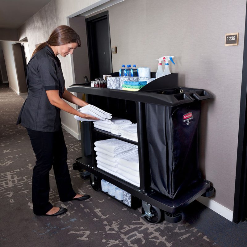 Rubbermaid Executive Traditional Full-Size Housekeeping Cart | Complete Storage System, Quiet & Discreet