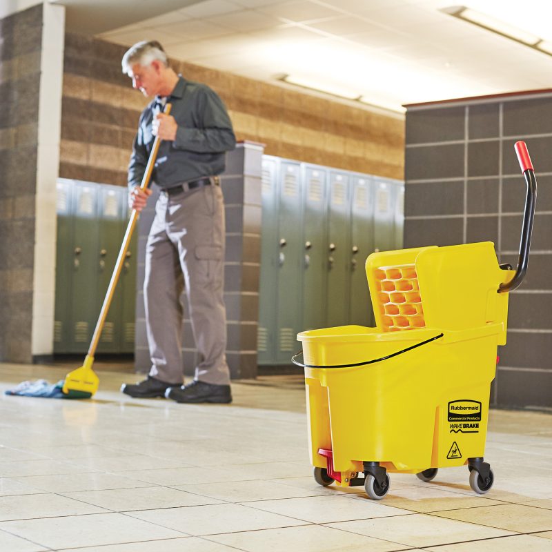 Rubbermaid WaveBrake 33L Side-Press Bucket and Wringer | Professional-Grade Mop System for Safer, Faster Cleaning
