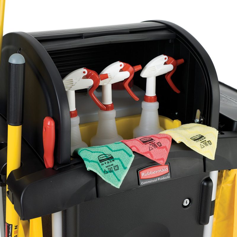 Rubbermaid High-Security Janitorial Cleaning Cart – Max Efficiency Solution with Large Storage & Quiet Casters