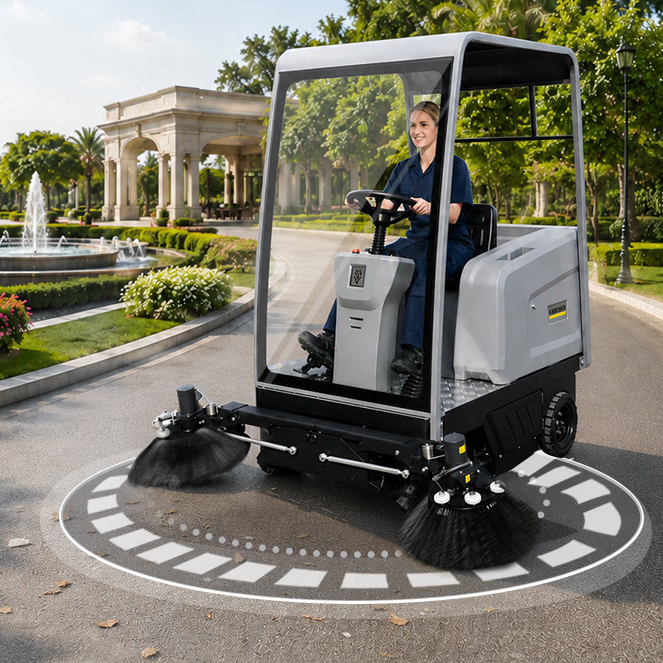 Karcher KM 190/130 R Bp Classic Ride-On Sweeper | 1,900 mm Width, 140L Bin, 25% Grade, Ideal for Outdoor Cleaning