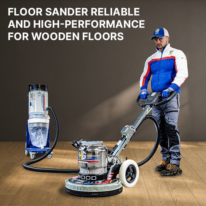 I-4 WOOD 4-Head Planetary Sander | Counter-Rotating Heads, 4 HP Motor & Perfect Finish for Wood, Parquet & Concrete