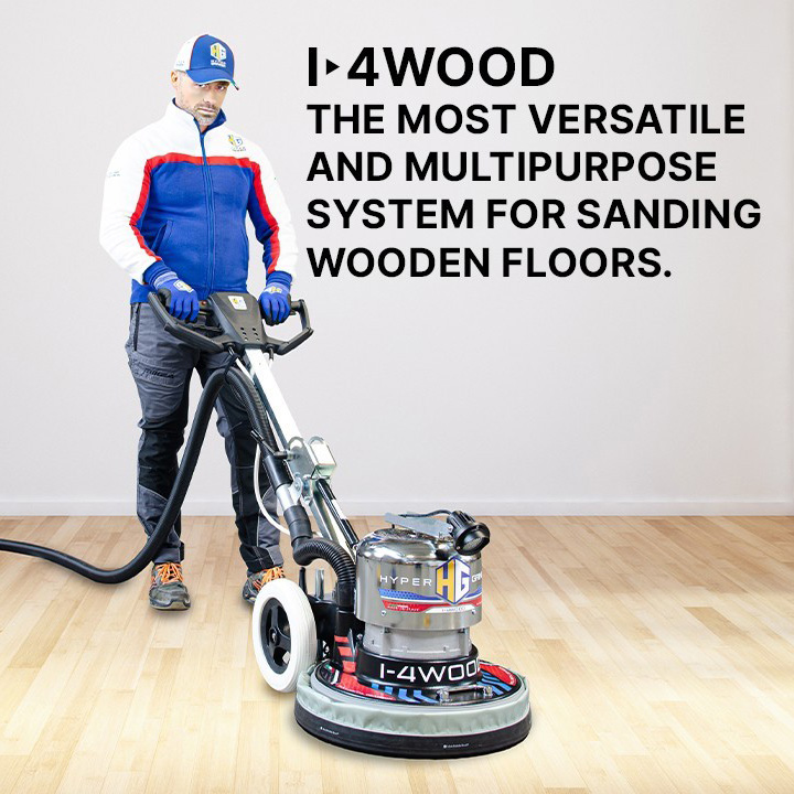 I-4 WOOD 4-Head Planetary Sander | Counter-Rotating Heads, 4 HP Motor & Perfect Finish for Wood, Parquet & Concrete