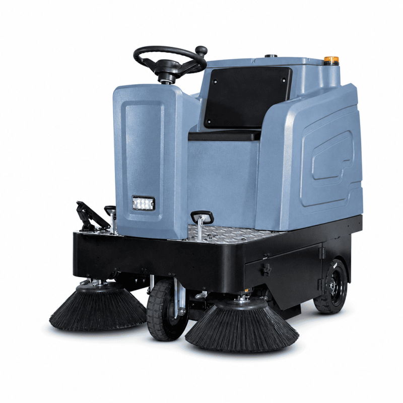 KH-SJ1250 Industrial Ride-On Sweeper | 7500 m²/h Efficiency, 28L Water Tank & Shock Absorption for Parking Lots