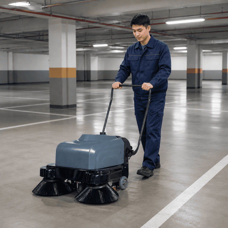 KH-SS1050 Commercial Sweeper Machine | 200W Brush Motor, 50W Vacuum & Waterproof Wiring for Industrial Parks
